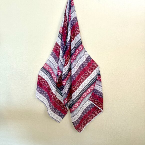 Multicolored Striped Oblong Scarf – Purple, Pink & White, Sheer Fabric - Picture 5 of 5